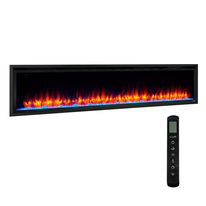 SimpliFire Allusion Platinum 72" Linear Electric Recessed Fireplace SimpliFire