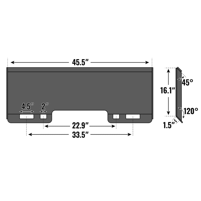 48" Skid Steer Stump Bucket Wrecker with Universal Quick Attach, Bolt- — detail view