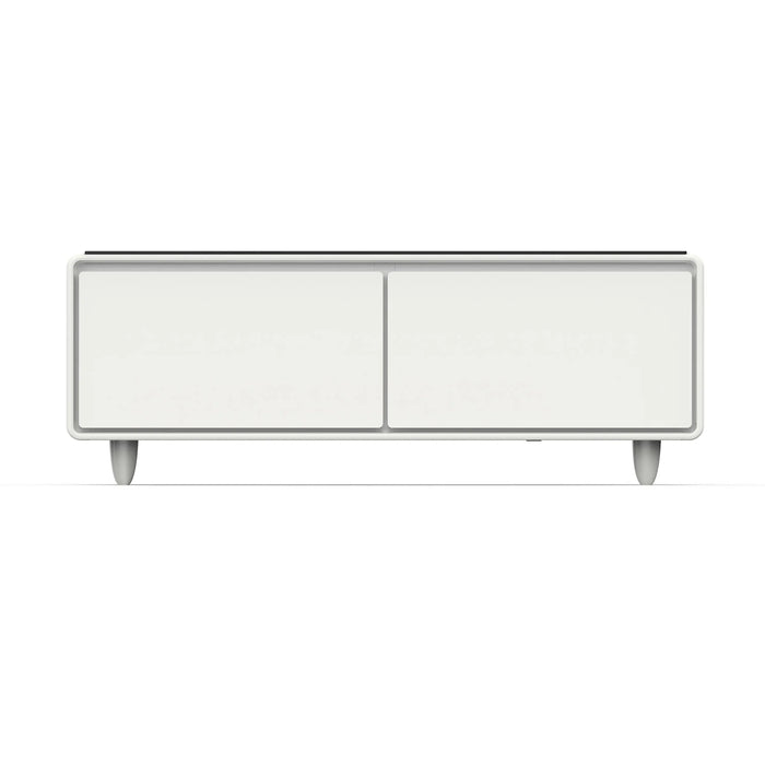 Forno Evoluto Tavolo 51-Inch Smart Coffee Table Refrigerators - Dual Drawers, Bluetooth 5.0 Audio, Wireless Charging & RGB Ambient Light in White (FCTFR7006-51WHT)