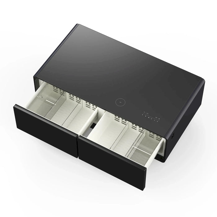 Forno Evoluto Tavolo 51-Inch Smart Coffee Table Refrigerators - Dual Drawers, Bluetooth 5.0 Audio, Wireless Charging & RGB Ambient Light in Black (FCTFR7006-51BLK)