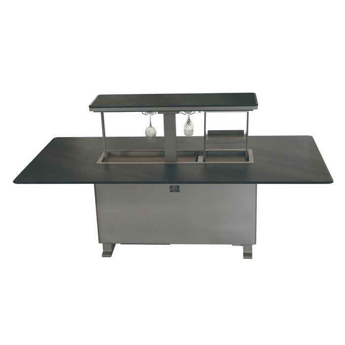 Forno Elevato 72-inch bar table in midnight marble front view with the door open