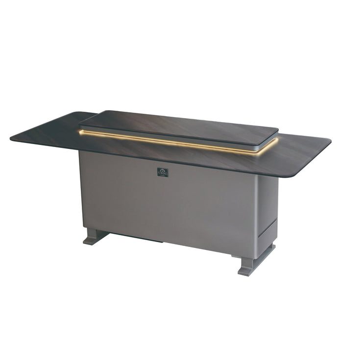 Forno Elevato 72-inch bar table in midnight marble right angled view, alternate