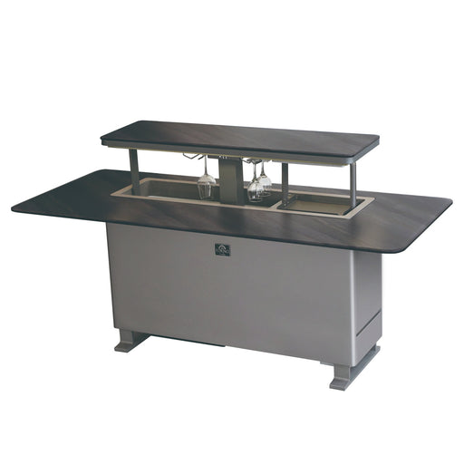 Forno Elevato 72-inch bar table in midnight marble right angled view with the door open