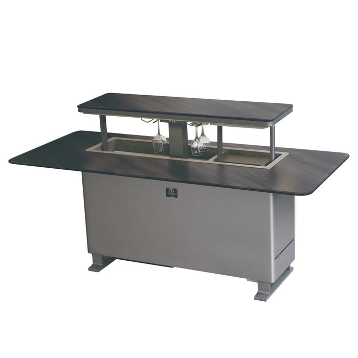 Forno Elevato 72-inch bar table in midnight marble right angled view with the door open