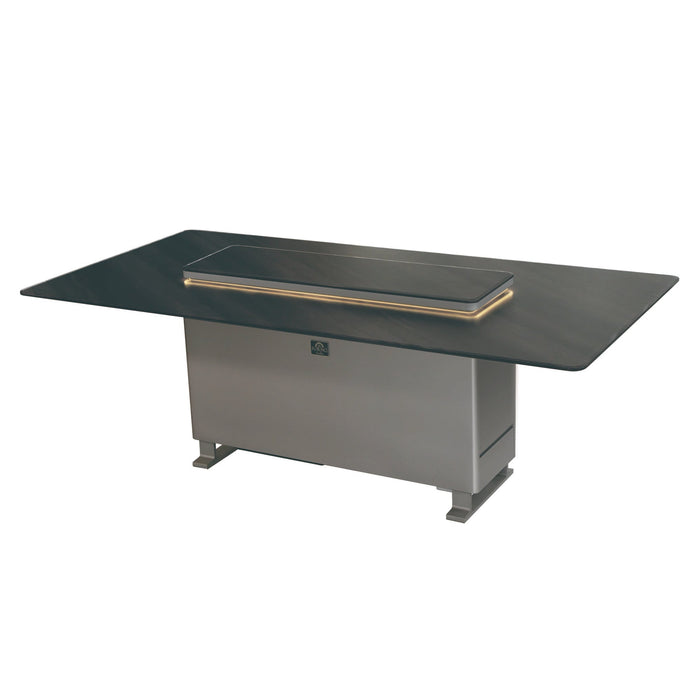 Forno Cinetico 86-inch dining table in midnight marble right angled view, alternate
