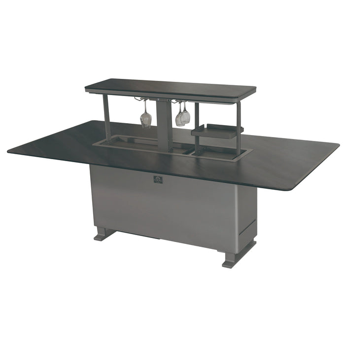 Forno Cinetico 86-inch dining table in midnight marble right angled view with the door open, alternate
