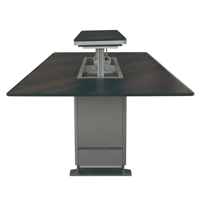 Forno Cinetico 86-inch dining table in midnight marble right side view, open