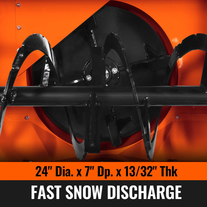 72" 3 Point PTO Snow Blower 24" Impeller Diameter 360° Snow Chute (PTO Shaft Included with Slip Clutch),  30-75 HP,  TSB72T