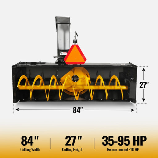 84" 3 Point PTO Snow Blower 24" Impeller Diameter 360° Snow Chute (PTO Shaft Included with Slip Clutch),  35-95 HP,  TSB84