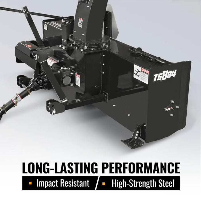 84" 3 Point PTO Snow Blower 24" Impeller Diameter 360° Snow Chute (PTO Shaft Included with Slip Clutch),  35-95 HP,  TSB84