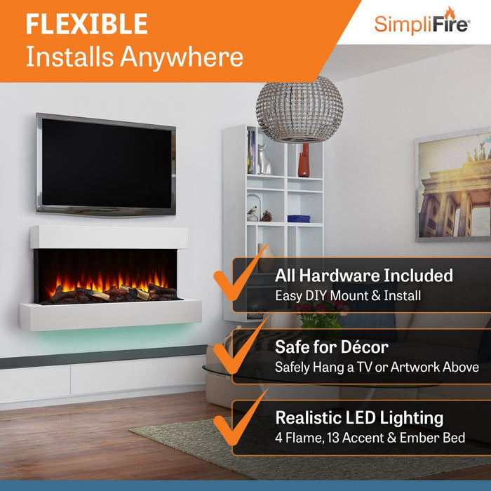 SimpliFire Format 36" Linear Electric Wall Mount Fireplace SimpliFire