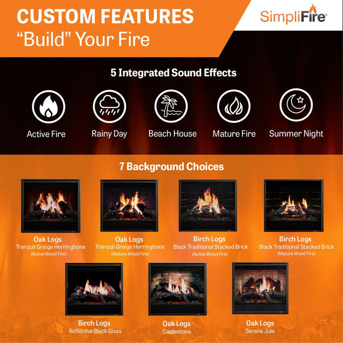 SimpliFire Inception 36" Built-In Electric Fireplace SimpliFire
