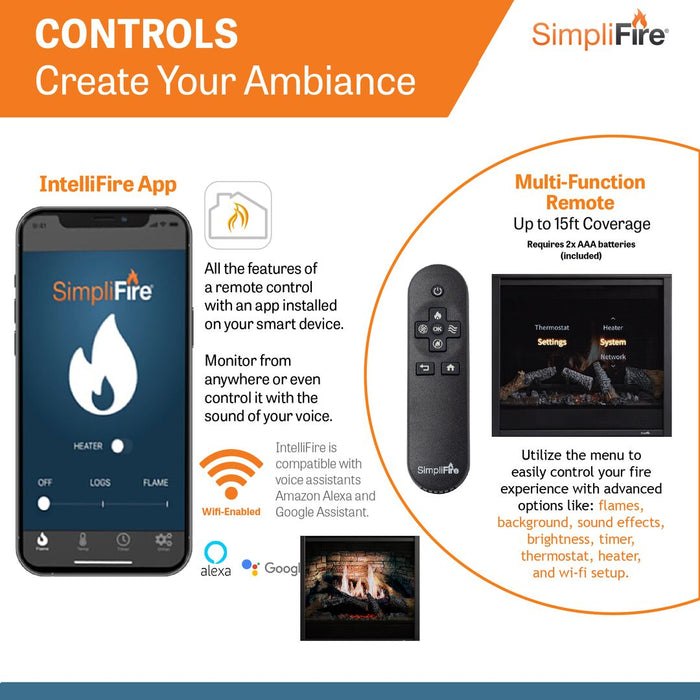 SimpliFire Inception 36" Built-In Electric Fireplace SimpliFire