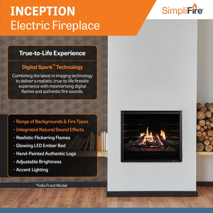 SimpliFire Inception 36" Built-In Electric Fireplace SimpliFire