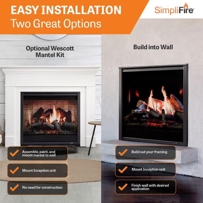 SimpliFire Inception 36" Built-In Electric Fireplace SimpliFire