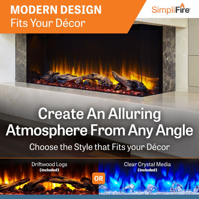 SimpliFire Scion Trinity 43" 3-Sided Linear Electric Built-In Fireplace SimpliFire