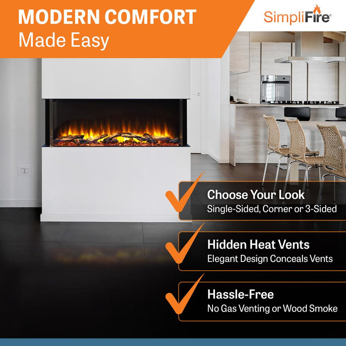 SimpliFire Scion Trinity 43" 3-Sided Linear Electric Built-In Fireplace SimpliFire