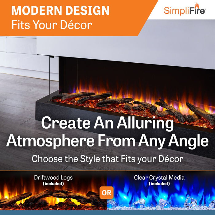 SimpliFire Scion Trinity 43" 3-Sided Linear Electric Built-In Fireplace SimpliFire
