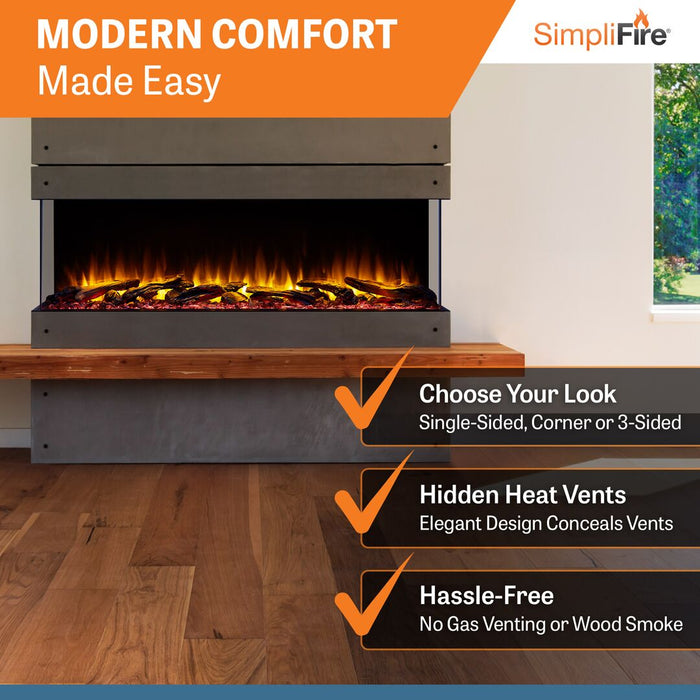 SimpliFire Scion Trinity 43" 3-Sided Linear Electric Built-In Fireplace SimpliFire