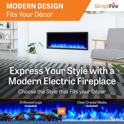 SimpliFire Scion 43" Linear Electric Built-In Fireplace SimpliFire