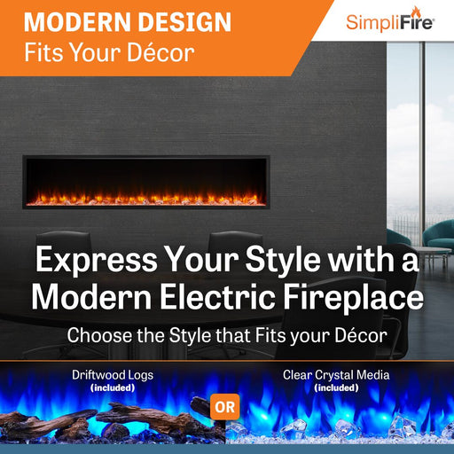 SimpliFire Scion 78" Linear Electric Built-In Fireplace SimpliFire