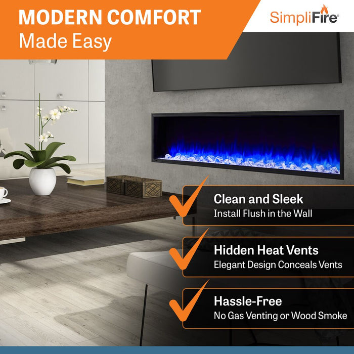 SimpliFire Scion 78" Linear Electric Built-In Fireplace SimpliFire
