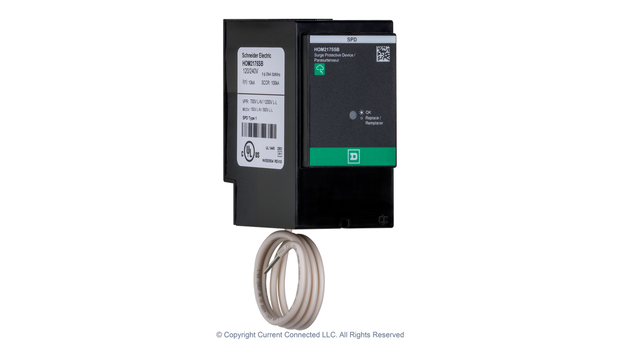 Square D Homeline Plug-in Surge Protector, Plug-In Device for Homeline Loadcenters, Secures Up to 25kA Surge Current per Phase - Urban Supply Inc