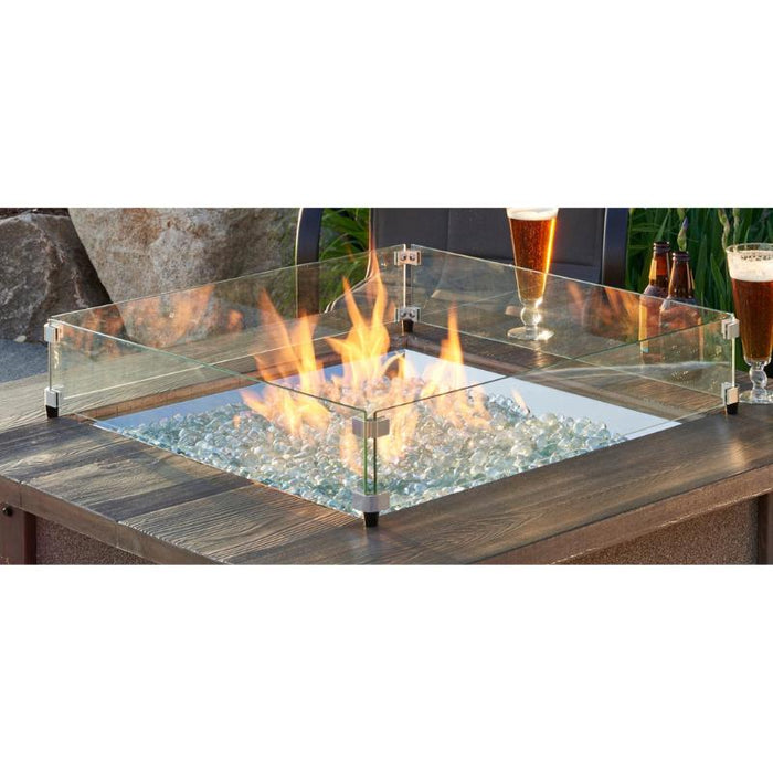 The Outdoor Greatroom Square Glass Wind Guard Fire Pit - Detail View