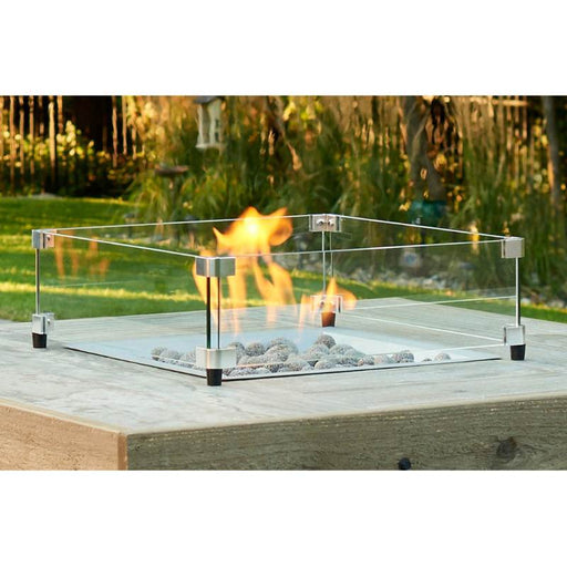 The Outdoor Greatroom Square Glass Wind Guard Fire Pit - Side View