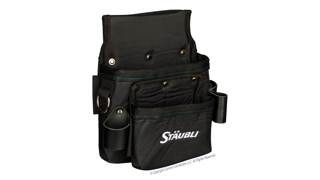 High quality photo of the Staubli - 32.0387 - Staubli Installer Tool Belt SET Installer tool belt SET - Large Bag Angled View. Photographed by Current Connected