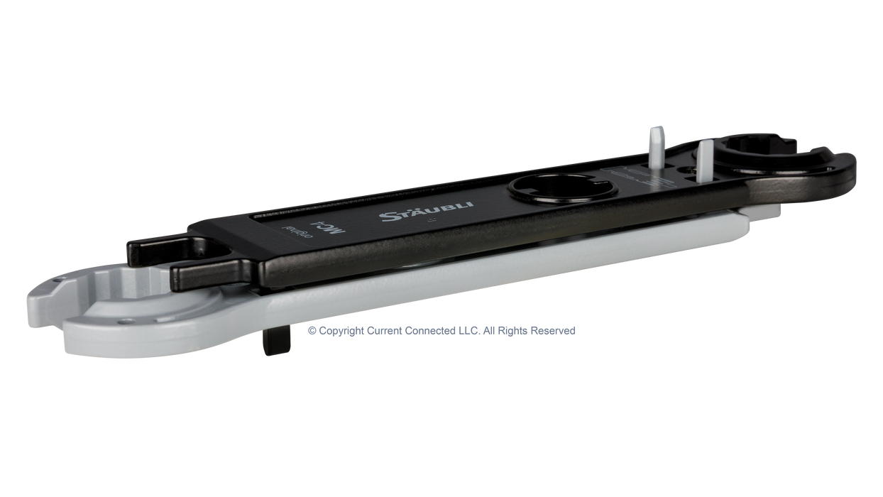 High quality photo of the Staubli - 32.6058 - PV-MS-PLS Open-end spanner set Angled Side View. Photographed by Current Connected