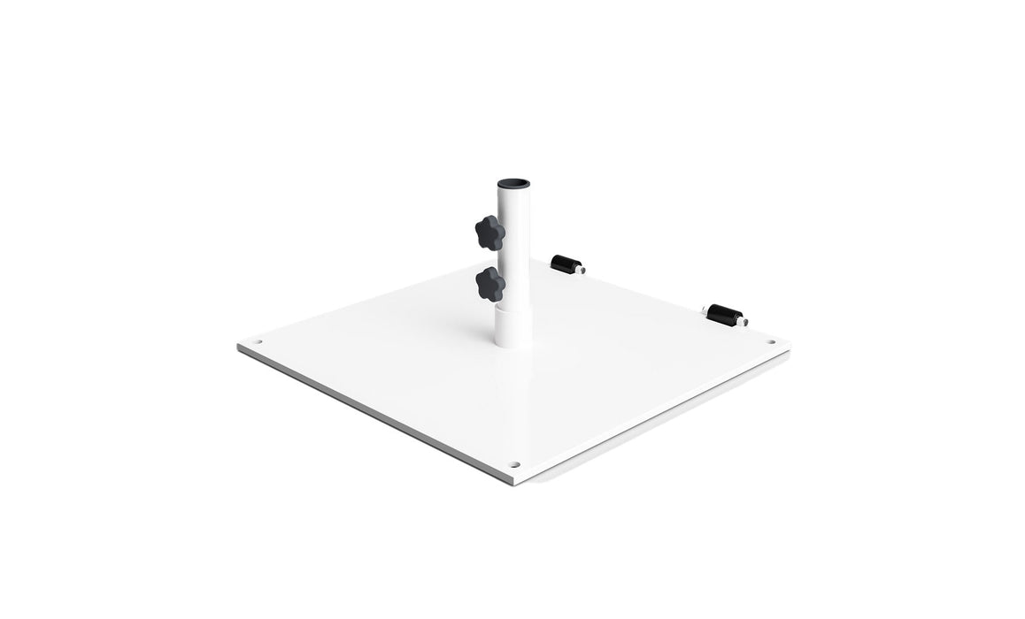 Ledge Lounger Steel Plate Umbrella Base with Wheels-75lbs — White