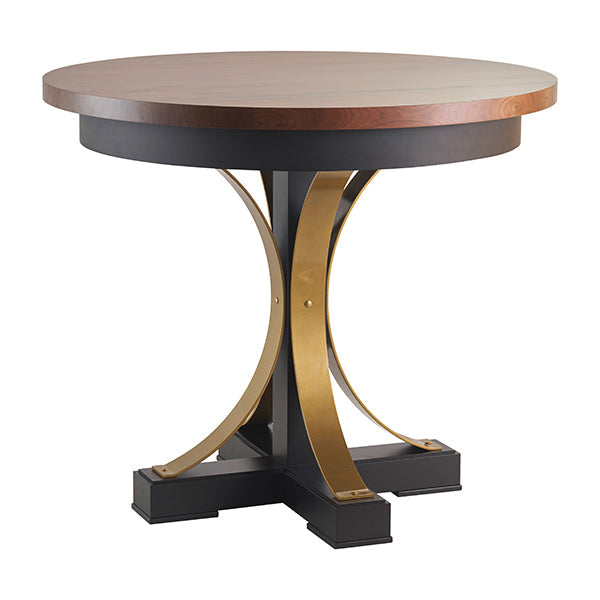 2032 Studio Amish Round Dining Table - Steel Accents Pedestal Base