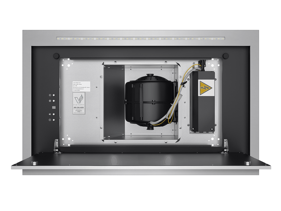 Victory Sunrise ceiling range hood side profile