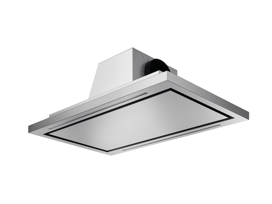 Victory Sunrise ceiling range hood bottom view with LED lighting