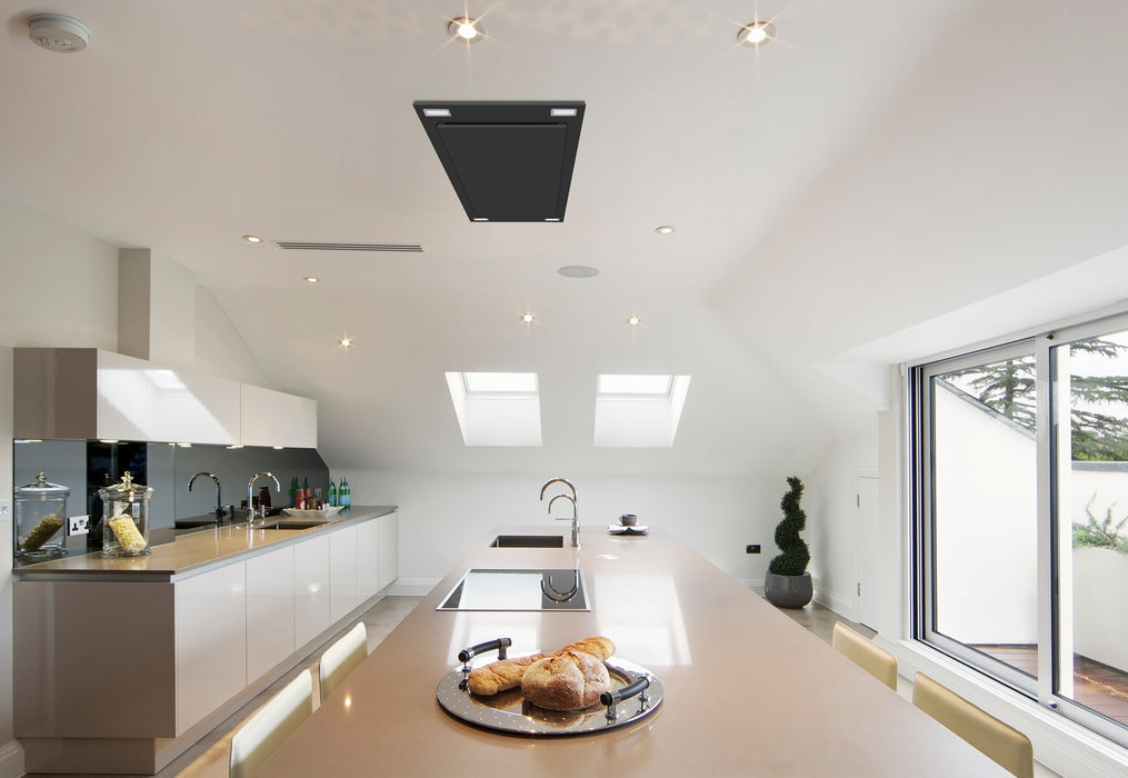 (Dented) 600 CFM Black Flush Ceiling Mount Range Hood - VICTORY Sunset