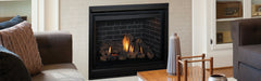 Superior DRT3535 35" direct vent gas fireplace installed, shown with Vista façade (sold separately)
