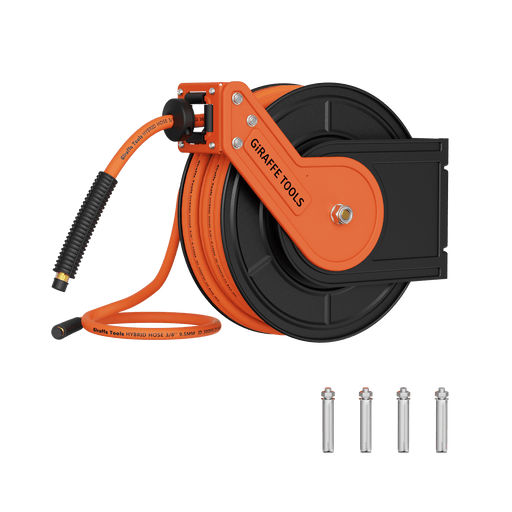 Giraffe Tools US Retractable Air Hose Reel-Alloy Steel Reel-3/8in 25ft-50ft