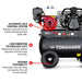 20 Gallon Portable Air Compressor 6.5HP Honda GX200 Engine Horizontal Tank 13.5 CFM @ 90 PSI Gas-Powered - specifications diagram