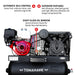 30 Gallon Air Compressor 13HP Honda GX390 Engine Horizontal Tank 24.4 CFM @ 90 PSI Gas-Powered - back view