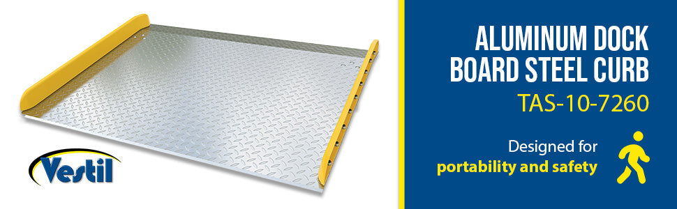 Vestil TAS-10-7260 aluminum dock board steel curb feature overview 3