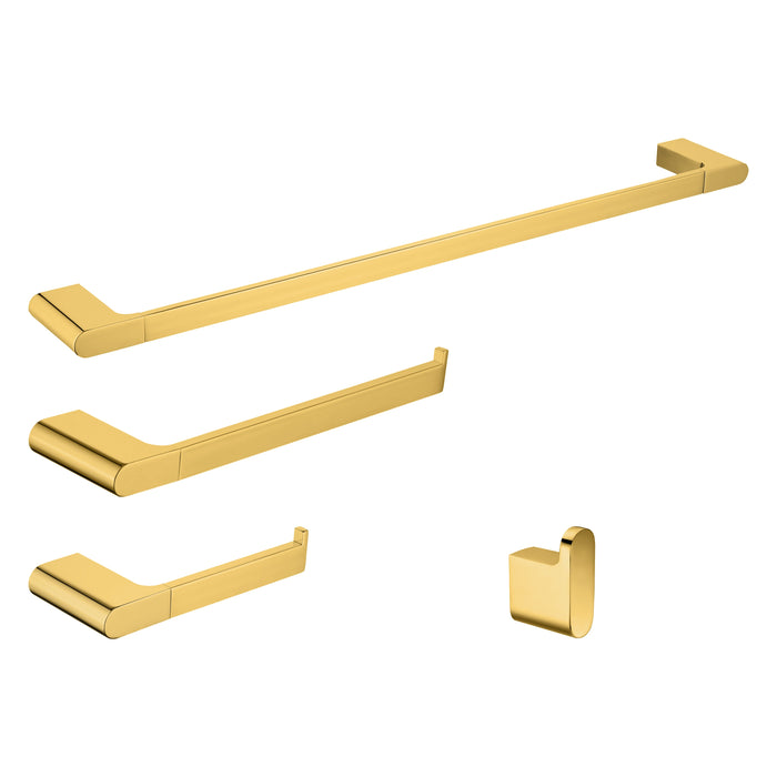 wonderland shower inc Luxurious 4-Piece Brass Polished Gold Bathroom Hardware Set: Towel Bar, Towel bar... Shower Accessory