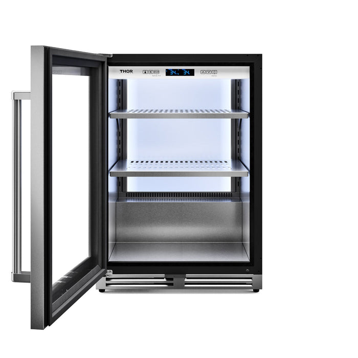 Thor Kitchen 24-Inch Undercounter Beverage Cooler in Stainless Steel - Left Hinge (TBR24U-LH) Thor Kitchen