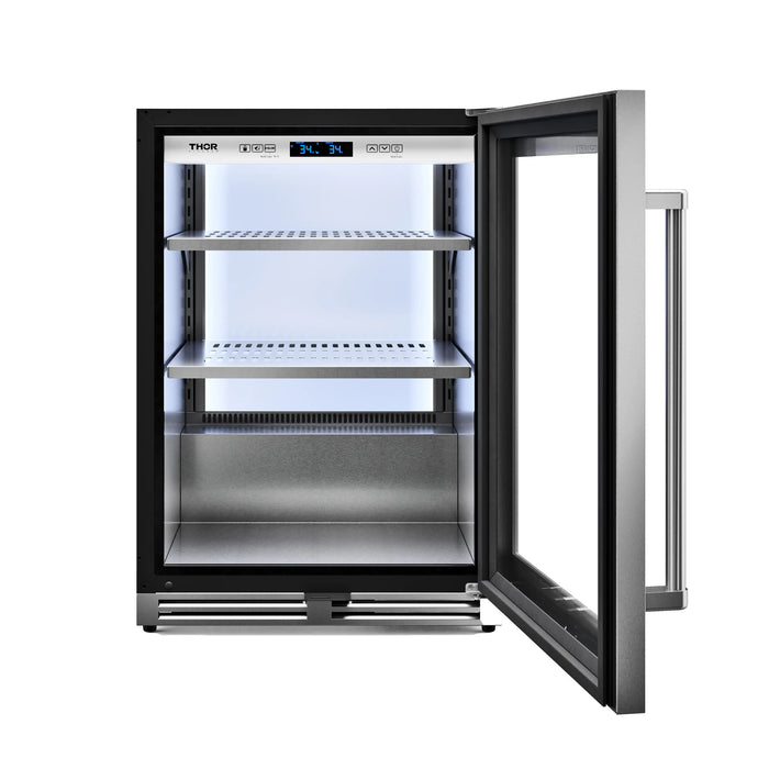 Thor Kitchen 24-Inch Undercounter Beverage Cooler in Stainless Steel - Right Hinge (TBR24U) Thor Kitchen