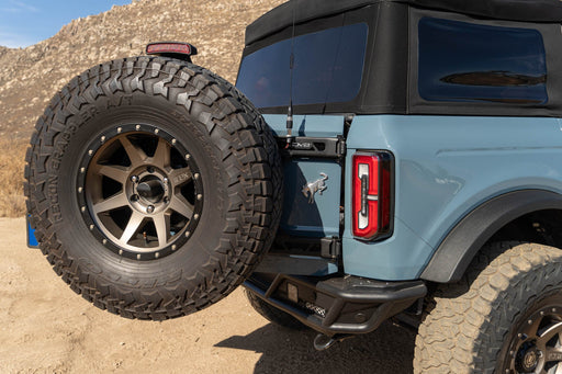DV8 Offroad 2021-2026 Ford Bronco Tire Carrier – installed on vehicle, image 2 of 19