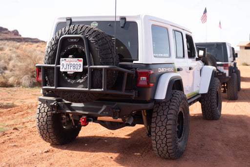 DV8 Offroad 2018-2026 Jeep Wrangler JL Body Mounted Tire Carrier – installed on vehicle, image 2 of 20