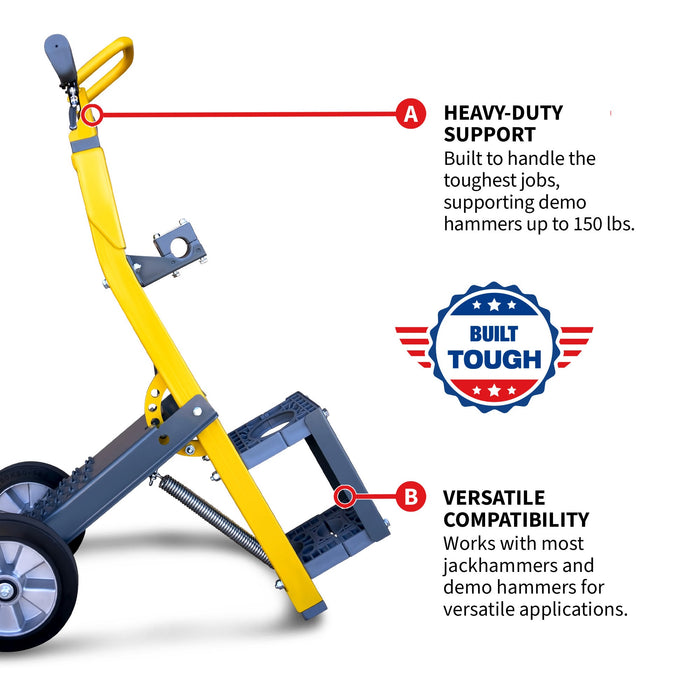 Tomahawk Demo Hammer Trolley – Heavy-Duty Universal Jackhammer Support Anti-Vibration Ergonomic Design for... - Close-Up