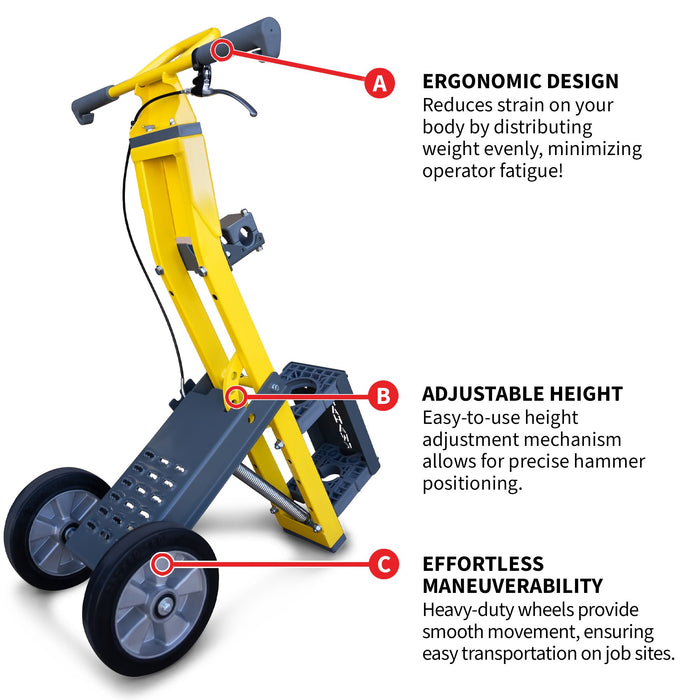 Tomahawk Demo Hammer Trolley – Heavy-Duty Universal Jackhammer Support Anti-Vibration Ergonomic Design... - Lifestyle View
