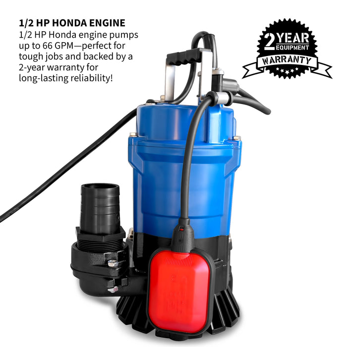 Tomahawk 1/2 HP Submersible Trash Pump, 66 GPM / 3960 GPH, 400W 2" Discharge for Dewatering... Water Pumps - Lifestyle View