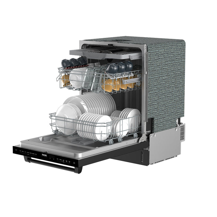 Thor Kitchen 24-Inch Black Dishwasher (TDW24C7B) – right open